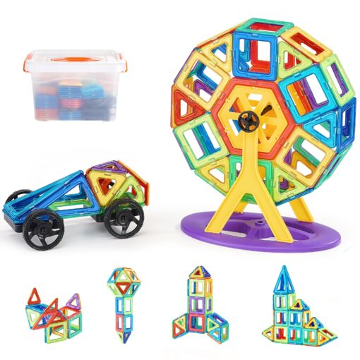 VEVOR 123 Piece Magnetic Building Tiles Set for Kids Includes Squares