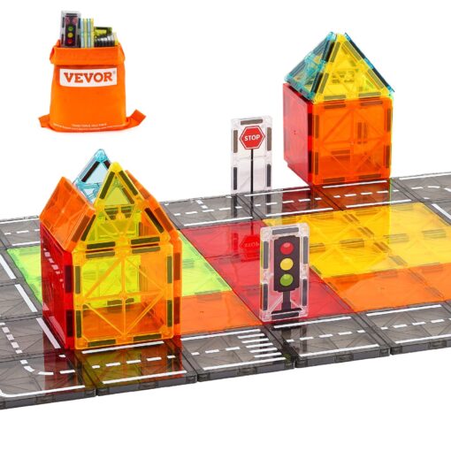 VEVOR 56 Piece Magnetic Building Tiles Set for Kids Includes 24 Squares