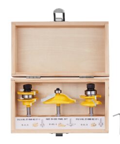 VEVOR 3-Piece Carbide Router Bits Set with 6.35 mm (1/4 Inch) Shank and Carrying Case for Precision Woodworking