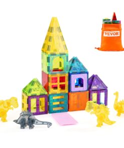 VEVOR 56-Piece Magnetic Building Tiles Set with Dinosaur Components