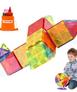 VEVOR 121-Piece Magnetic Building Tiles Set with Car Bases and Digital Cards for Kids