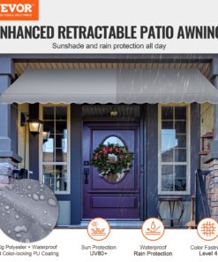 UV80+ saulessargs un ūdensnecaurlaidīga nojume ar regulējamu augstumu (2,2-3,1 m) un kloķveida rokturi