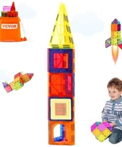 VEVOR 55-Piece Magnetic Tiles Building Set for Kids with Car Base and Digital Cards - Compatible with Major Brands