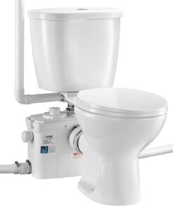 VEVOR 800W Macerating Toilet System with Pump for Basement - Upflush Toilet with 11m/36ft Vertical Lift and 120m/394ft Horizontal Reach