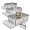 VEVOR Stainless Steel Cat Litter Box Set for Multi Cat Homes   Includes 3 Boxes