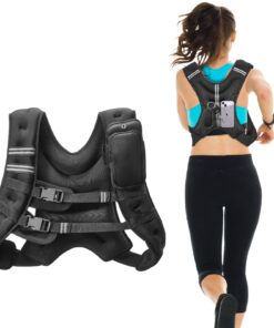 VEVOR Adjustable 9 kg (20 lb) Weighted Vest for Men and Women with Dual Storage Pockets and Reflective Stripes for Strength Training and Running