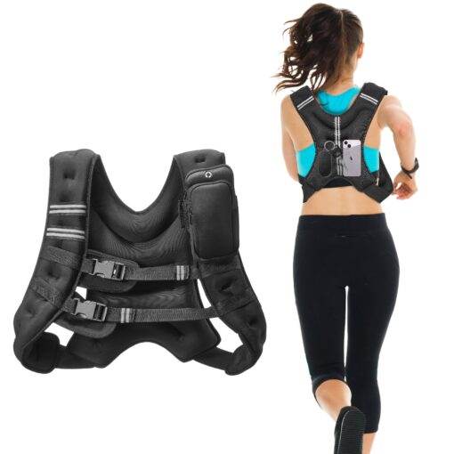 VEVOR Adjustable 9 kg 20 lb Weighted Vest for Men and Women with Dual Storage Pockets and Reflective Stripes for Strength Training and Running