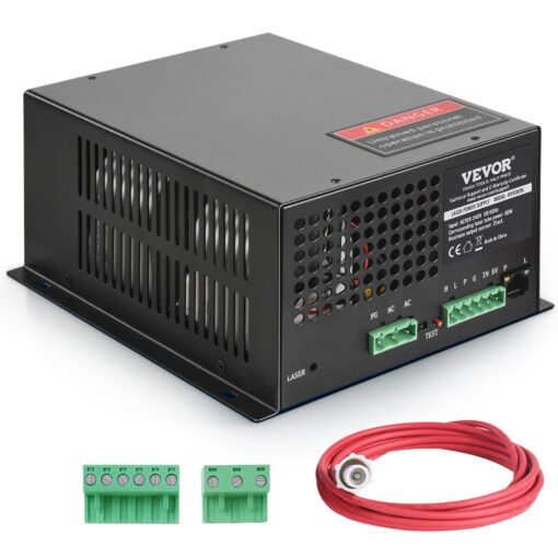 VEVOR 80W CO2 Laser Power Supply with Fast Heat Dissipation and Security Protection for Laser Engravers and Cutters Compatible with 80W Laser Tubes