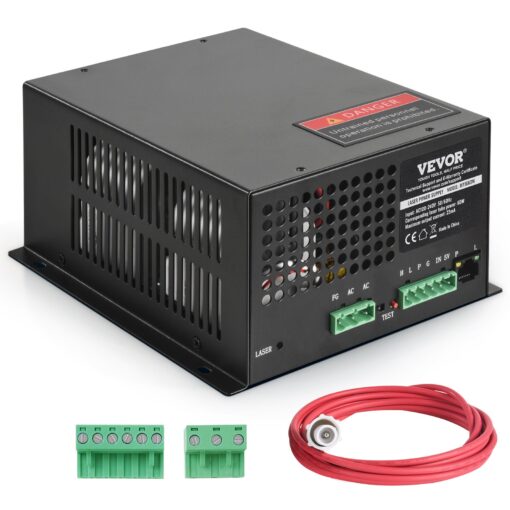 VEVOR 60W CO2 Laser Power Supply with Cooling Fan for Engravers and Cutters Compatible with Various Brands