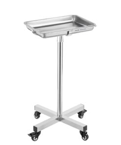 VEVOR Adjustable Mobile Mayo Stand with Removable Stainless Steel Tray