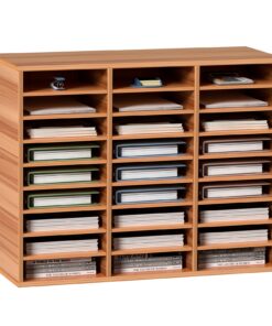 VEVOR 27-Slot MDF Wood Literature Organizer and File Sorter with Adjustable Compartments