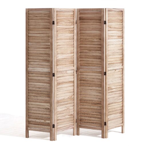 VEVOR 162 cm 64 inch Wooden Room Divider with 4 European Style Panels for Privacy and Decoration