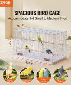 760 x 460 x 455 mm (30 x 18 x 18 collas) Izturīgs oglekļa tērauda papagaiļu būris ar drošām durvīm un viegli tīrāmu paplāti.