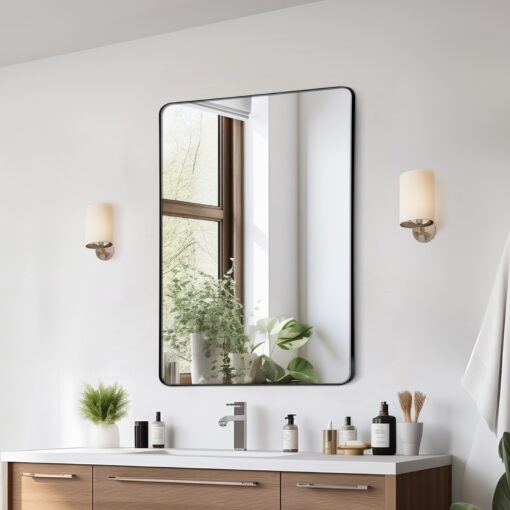 VEVOR Square Wall Mounted Mirror 61cm x 91cm 24 x 36 with Brushed Aluminum Alloy Frame