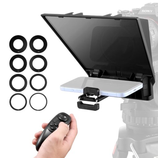 VEVOR 2235 cm 8 in Portable Teleprompter with Remote Control for Webcam and Smartphone Live Streaming