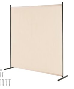 VEVOR Beige 6FT/1.83M Single Panel Fabric Room Divider with Durable Iron Frame for Office and Bedroom Privacy