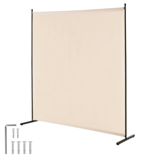 VEVOR Beige 6FT183M Single Panel Fabric Room Divider with Durable Iron Frame for Office and Bedroom Privacy