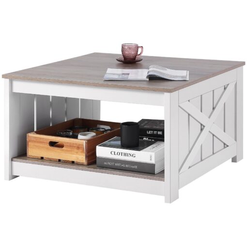 VEVOR Farmhouse Coffee Table with Open Storage