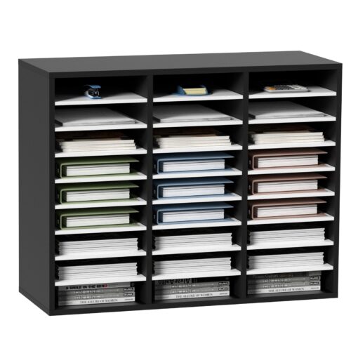 VEVOR 27 Slot MDF Wood Literature Organizer File Sorter