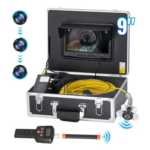 VEVOR 30m 98 ft Self Leveling Sewer Inspection Camera with 512Hz Locator and 36X Zoom