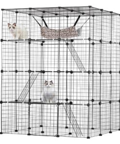 VEVOR īpaši liels 4 līmeņu metāla kaķu būris ar šūpuļtīklu