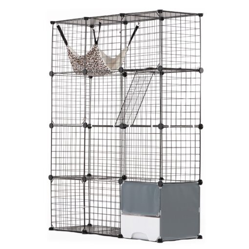 VEVOR Extra Large 4 Tier Cat Cage 104 x 36 x 140 cm Metal Wire Cat Enclosure with Hammock and Accessories