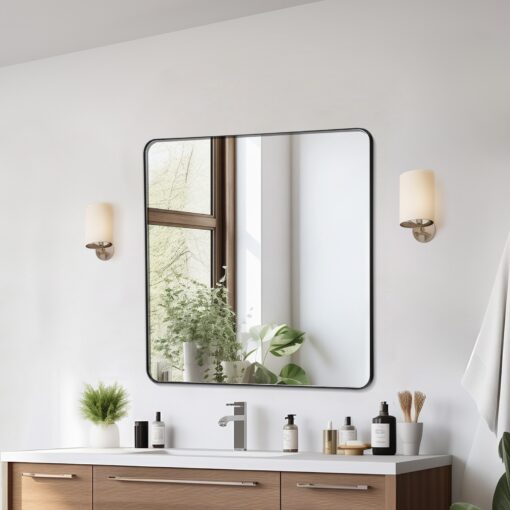 VEVOR 91x91 cm Wall Mounted Square Mirror with Aluminium Alloy Frame