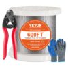 VEVOR T316 nerūsējošā tērauda trose 18 318 mm 7x7 stiepļu trose 600 pēdas 1823 m āra margām un rūpnieciskai lietošanai