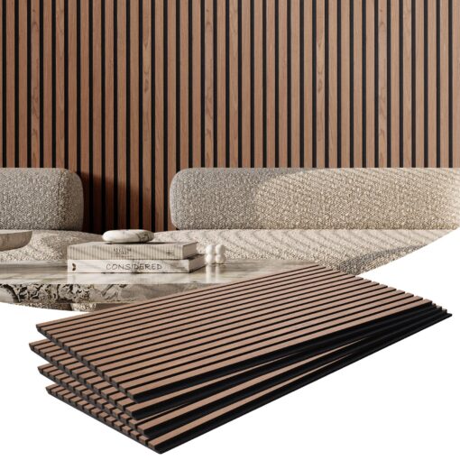 VEVOR Walnut Acoustic Wall Panels 60 x 120 cm 236 x 472 inch E0 Grade MDF