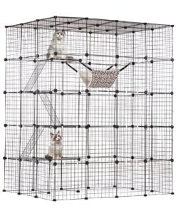 VEVOR Extra Large 4-Tier Cat Cage 142 x 104 x 175 cm (56 x 41 x 69 in) Sturdy Metal Wire Cat Enclosure with Hammock and Accessories