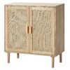 VEVOR Vintage Rattan Storage Cabinet with 2 Magnetic Doors  Adjustable Shelves