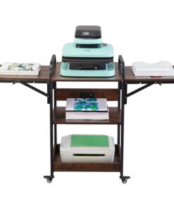 VEVOR Extra-Large 3-Tier Heat Press Table with Charging Station and Foldable Panels - Sturdy Metal Frame for Crafting Supplies (76 cm x 51 cm / 30 in x 20 in)