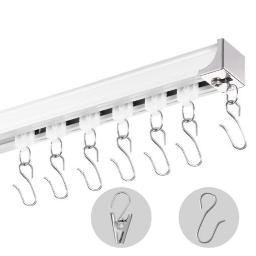 VEVOR 27m89ft Aluminum Ceiling and Wall Mount Curtain Track Set with Hooks for Room Divider