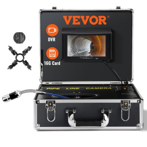 VEVOR 50m Sewer Inspection Camera with 7 inch Screen and 165ft Semi Rigid Cable for 30 200mm Pipes