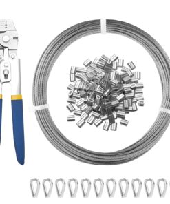 VEVOR T304 Nerūsējošā Tērauda Stiepļu Troses 1/16 collas (1.59 mm) 7x7 Pītas Troses 66 pēdas (20.2 m) Korozijas Izturīgas Margām un Āra Lietošanai