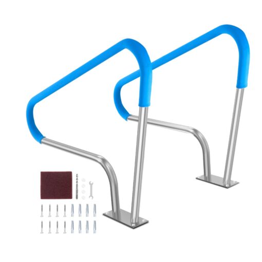VEVOR Pool Handrail Set 2 PCS 122x91 cm 48x36 in Stainless Steel 304 with Base Plate for Outdoor Pools and Spas