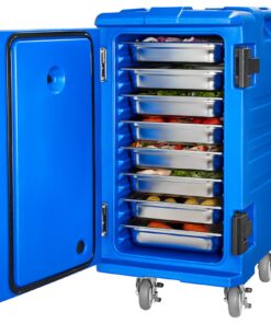 VEVOR 120L izolēts pārtikas pannu turētājs ar riteņiem - kaudzē saliekama ēdināšanas trauku kaste