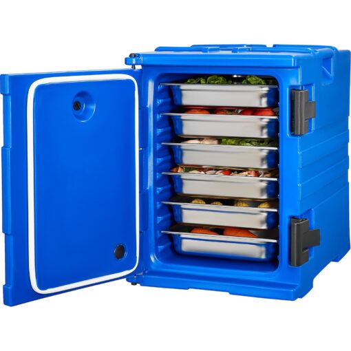 VEVOR 90L 95 Quarts Insulated Food Pan Carrier with Wheels for Catering Maintains Temperature for 4 6 Hours Stackable Front Load Design