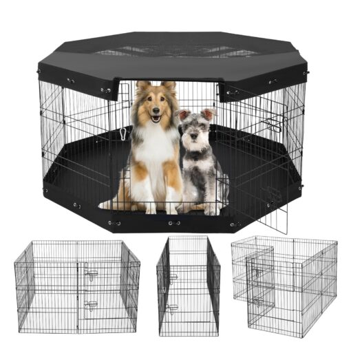 VEVOR 30 76 cm High Foldable Metal Dog Playpen with Oxford Fabric Cover and Base