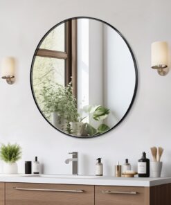 VEVOR 76 cm (30 in) Round Wall Mounted Mirror with Epoxy Coated Scratch-Resistant Aluminium Alloy Frame