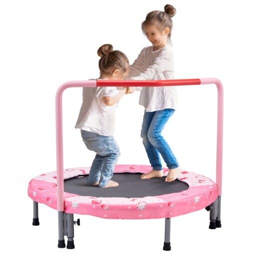 VEVOR 91 cm 36 inch Foldable Kids Trampoline with Reinforced Legs and Fun Patterns for Indoor and Outdoor Use