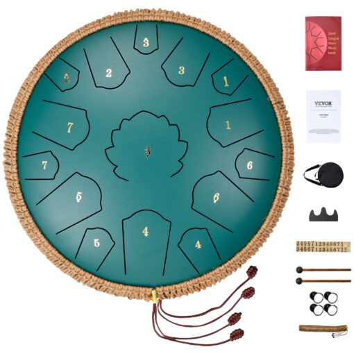 VEVOR 14 inch 355 cm 15 Note Steel Tongue Drum in D Major