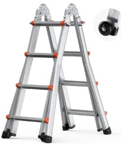 VEVOR 13 ft / 4 m Telescoping A-Frame Extension Ladder with Wheels