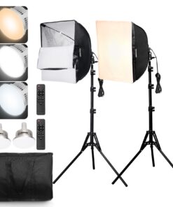 VEVOR Adjustable Softbox Lighting Kit 40cm x 40cm (16in x 16in) with 45W LED Bulbs