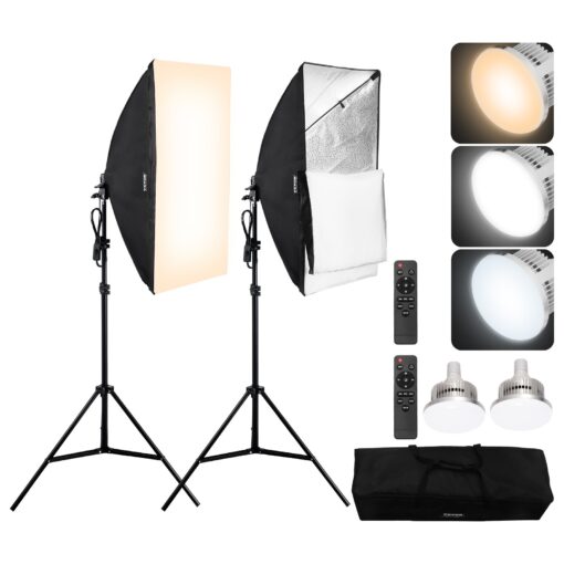 VEVOR Adjustable Softbox Lighting Kit with 45W LED Bulbs