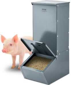 VEVOR 77,6L (2,2 bušeļi) cinkota tērauda dubultdurvju lietusdrošā cūku barotava 5 cūkām