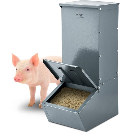 VEVOR 776L 22 Bushel Galvanized Steel Double Door Rainproof Pig Feeder for 5 Hogs