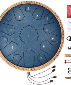 VEVOR 14-inch (35.5 cm) C Major Steel Tongue Drum with 15 Notes - Navy Blue