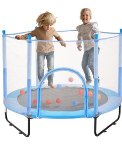 VEVOR 152 cm (60") Kids Trampoline with Safety Net and Basketball Hoop for Indoor and Outdoor Use - Supports Up to 120 kg (265 lbs)