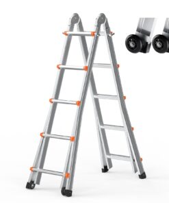 VEVOR 5.1m/16.7ft Telescoping A-Frame Ladder with Wheels